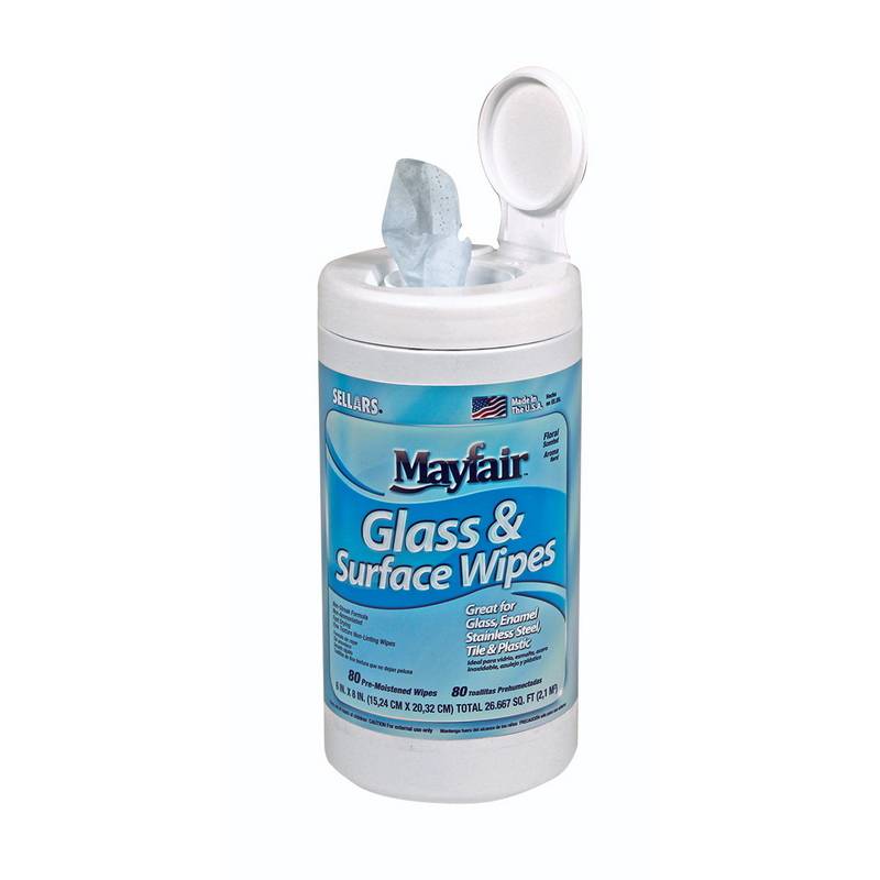 Mayfair PreMoistened Wipes Surface & Glass Cleaner Wipes U.S. Wiping