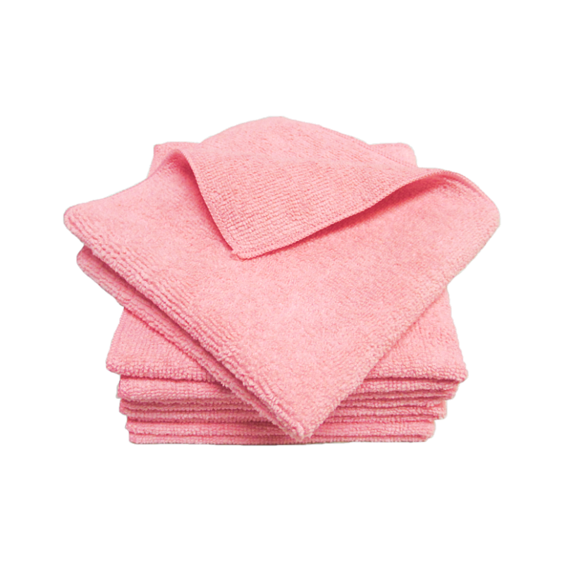 12" X 12" Fluffy Terry Microfiber Pink 325 Gsm US Wiping Co.